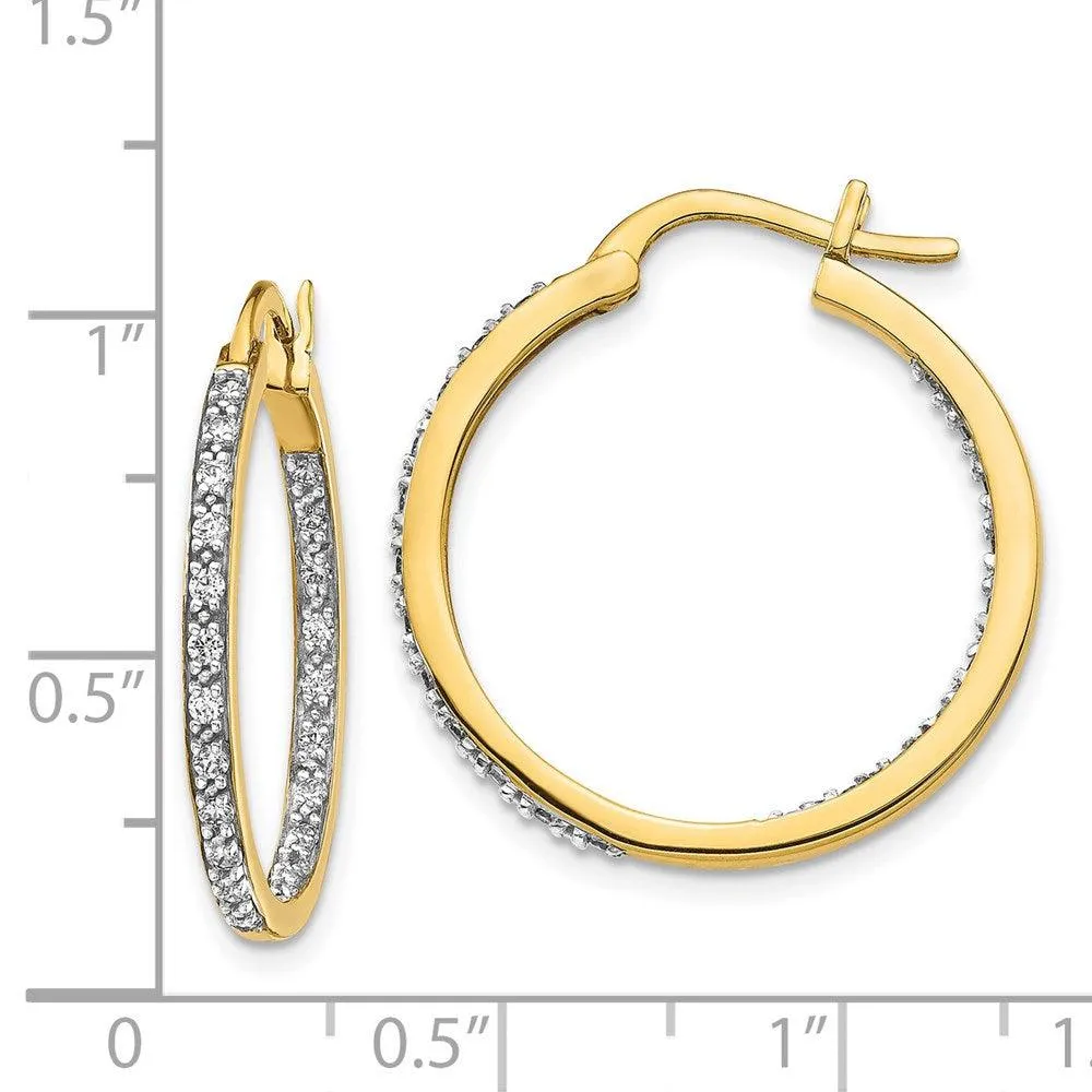 14k Diamond In/Out Hoop Earrings