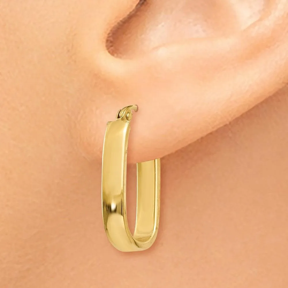 14k Polished 3.5mm Oval Hoop Earrings