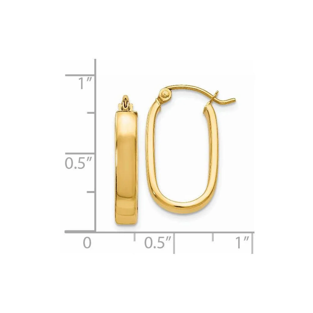 14k Polished 3.5mm Oval Hoop Earrings