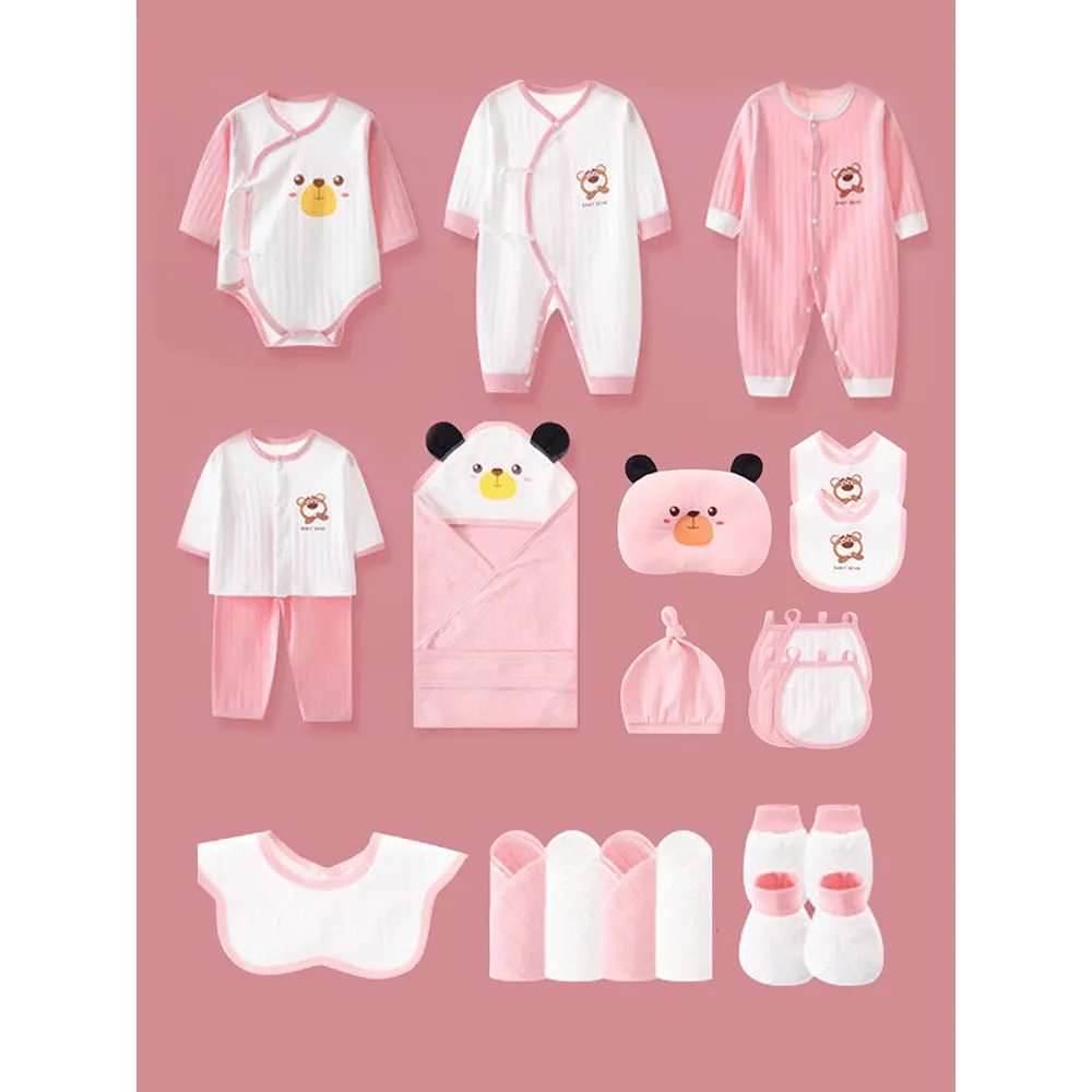 24 pcs Pink & brown Ted Mini Suitcase style Newborn Hamper for Baby Boy/Baby Girl. 0-6 months