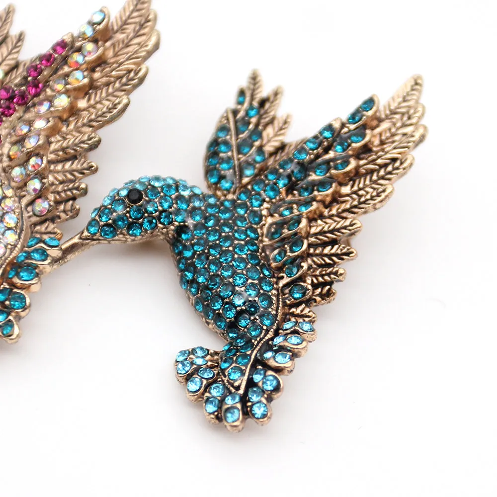 5x5cm Alloy Rhinestone Bird Brooch Pin Clear Crystal Animal Hummingbird Brooch Pin Accessories Christmas Brooch,fashionable Jewelry for Nurse/Doctor/Staff/teacher