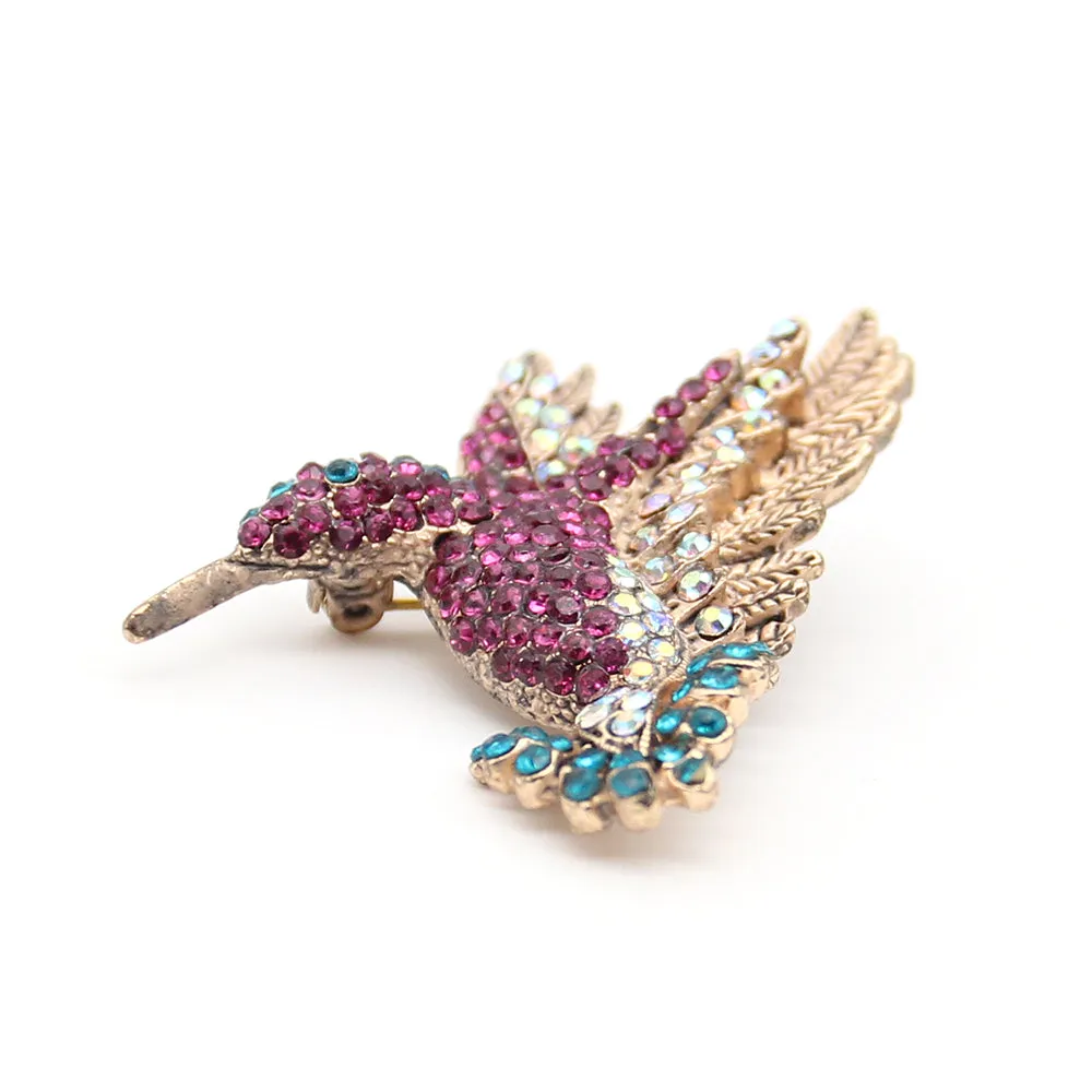 5x5cm Alloy Rhinestone Bird Brooch Pin Clear Crystal Animal Hummingbird Brooch Pin Accessories Christmas Brooch,fashionable Jewelry for Nurse/Doctor/Staff/teacher