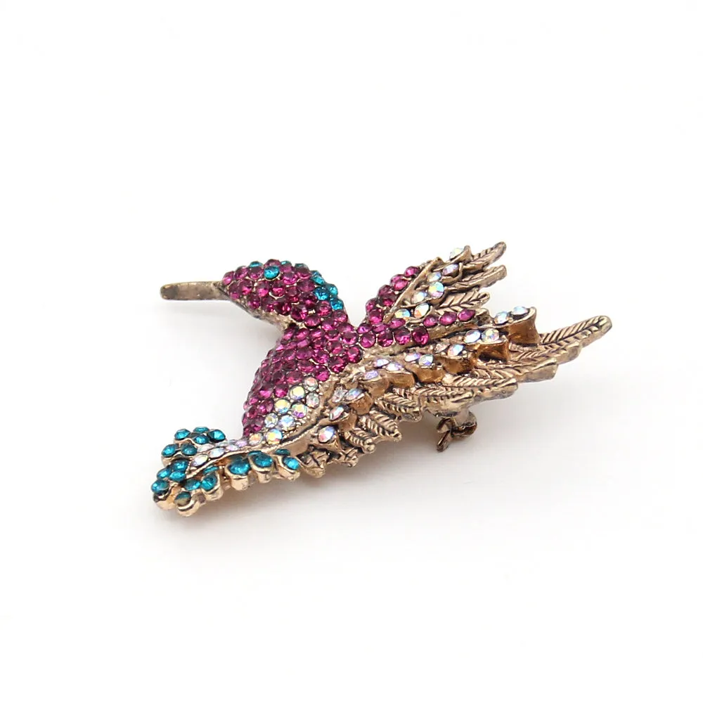 5x5cm Alloy Rhinestone Bird Brooch Pin Clear Crystal Animal Hummingbird Brooch Pin Accessories Christmas Brooch,fashionable Jewelry for Nurse/Doctor/Staff/teacher