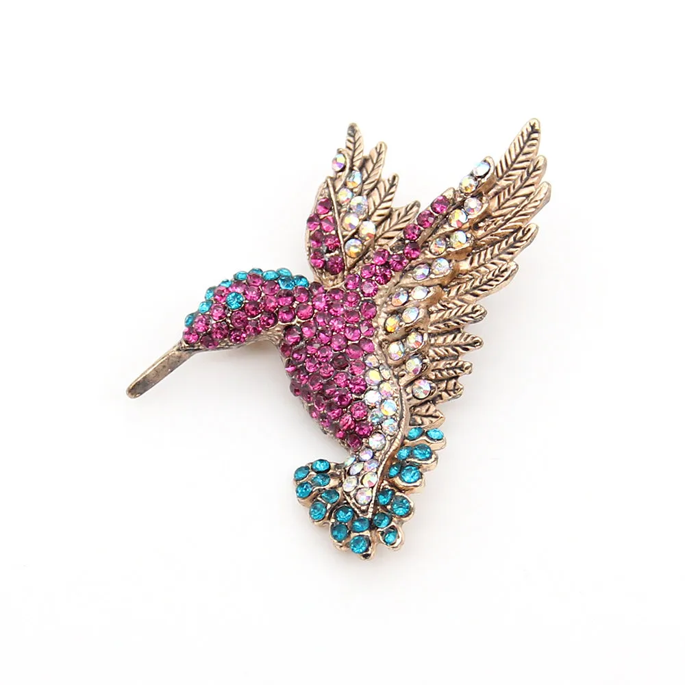 5x5cm Alloy Rhinestone Bird Brooch Pin Clear Crystal Animal Hummingbird Brooch Pin Accessories Christmas Brooch,fashionable Jewelry for Nurse/Doctor/Staff/teacher