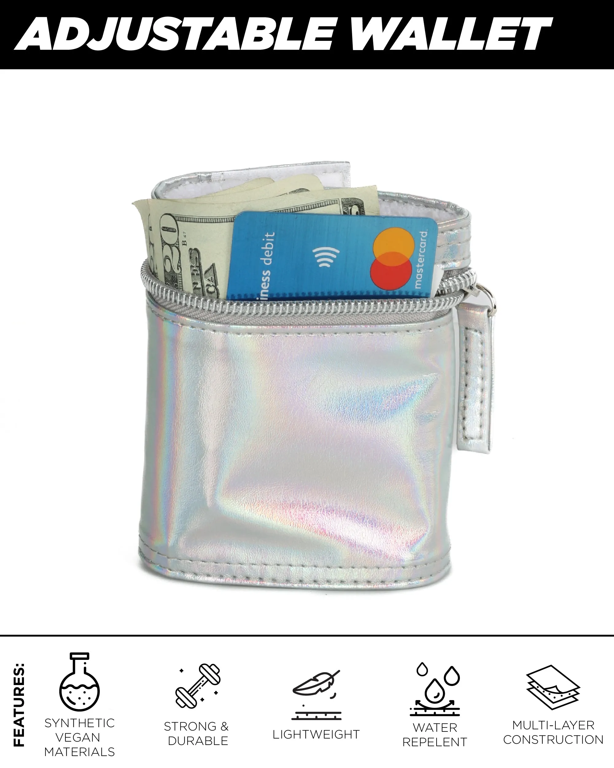 80's Wrist Wallet | Metallic Laser Silver