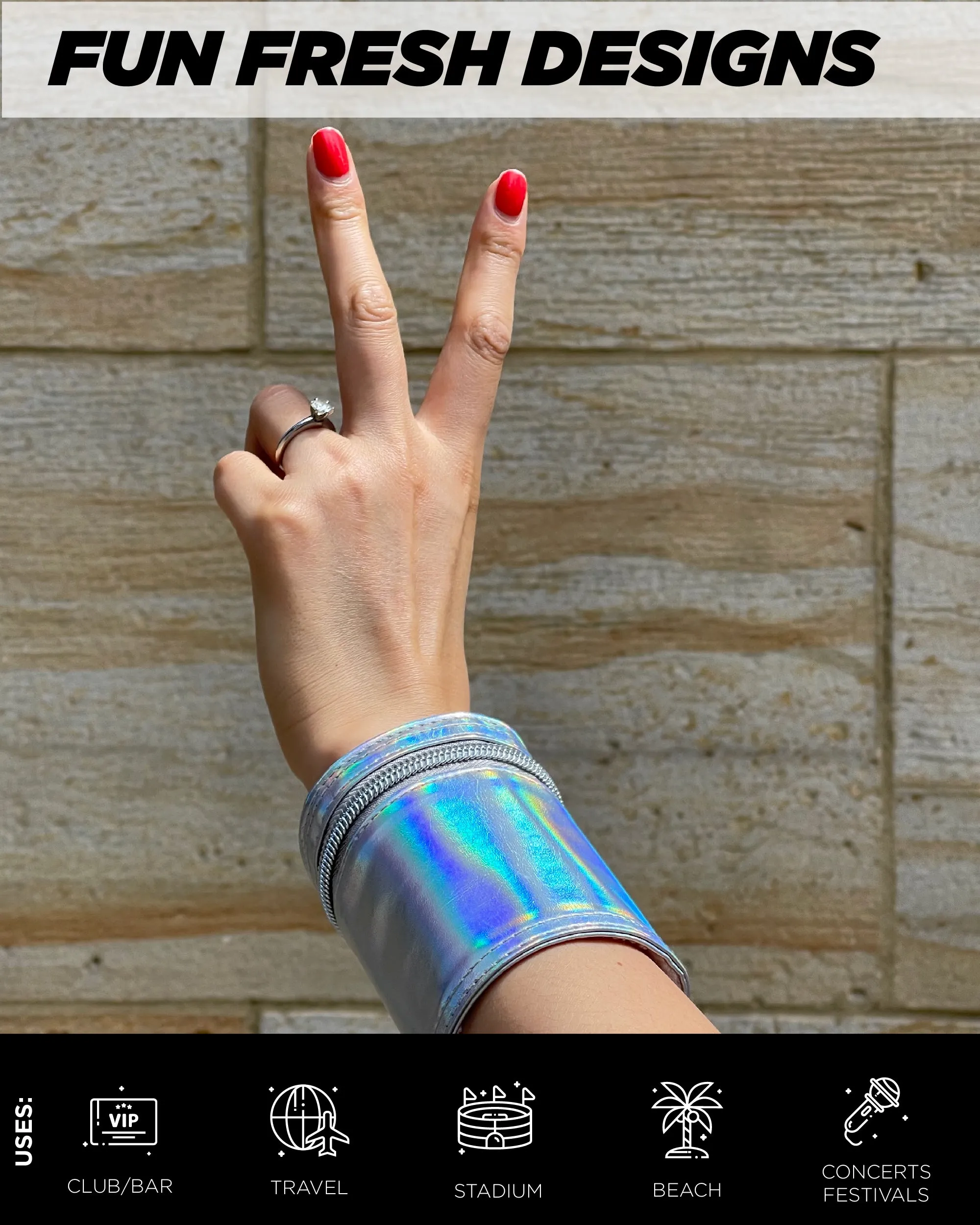 80's Wrist Wallet | Metallic Laser Silver