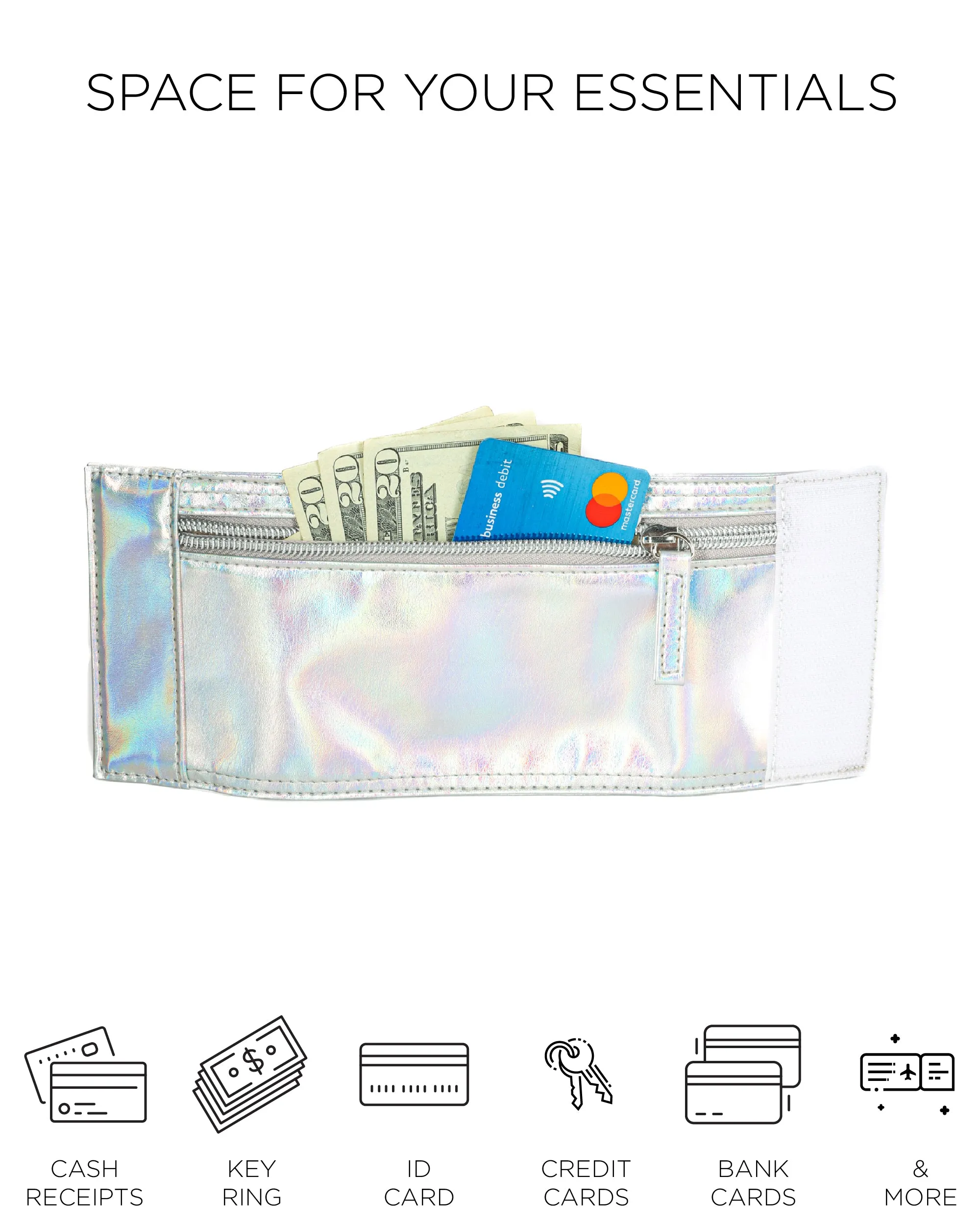 80's Wrist Wallet | Metallic Laser Silver