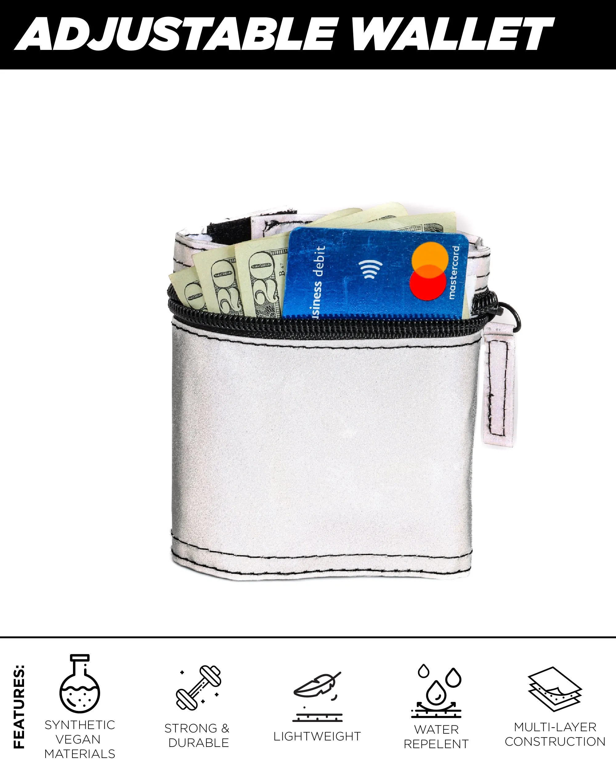 80's Wrist Wallet | Reflective Silver