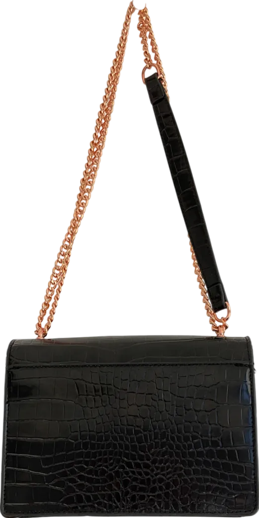 Abbot Lyon Tarifa Croc Shoulder Bag With Rose Gold Chain Detailing In Black - Embossed NA