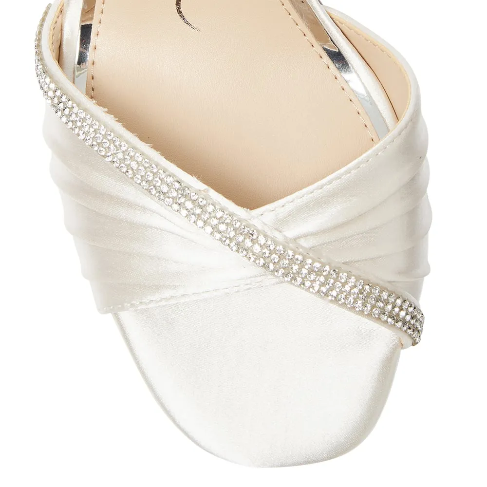 Agnes Heel in Ivory Satin