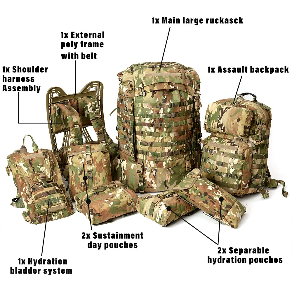 AKmax Assembly Rucksack Backpack Hydration Pack System with Frame and Hip Belt OCP