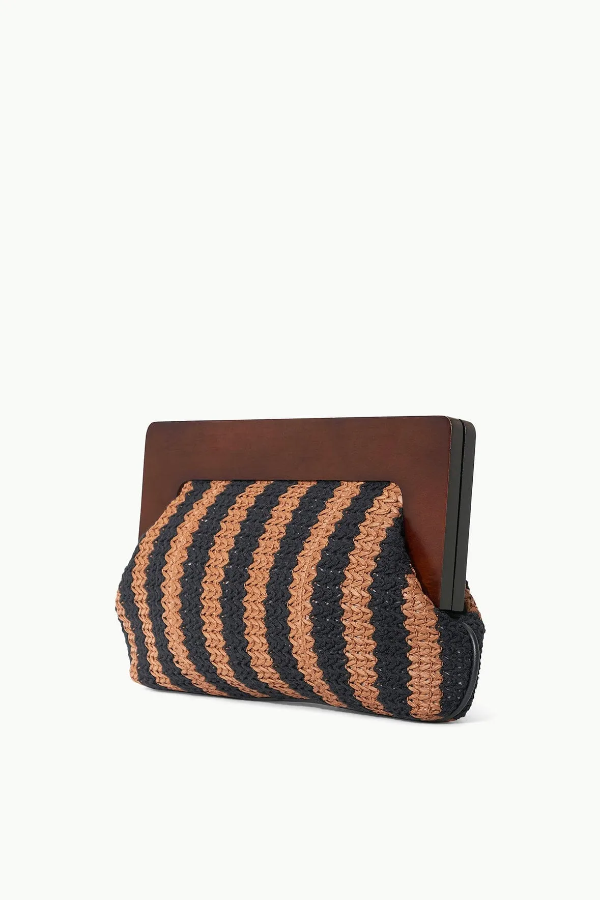 ALBA FRAME CLUTCH | BLACK TAN SEASHORE STRIPE