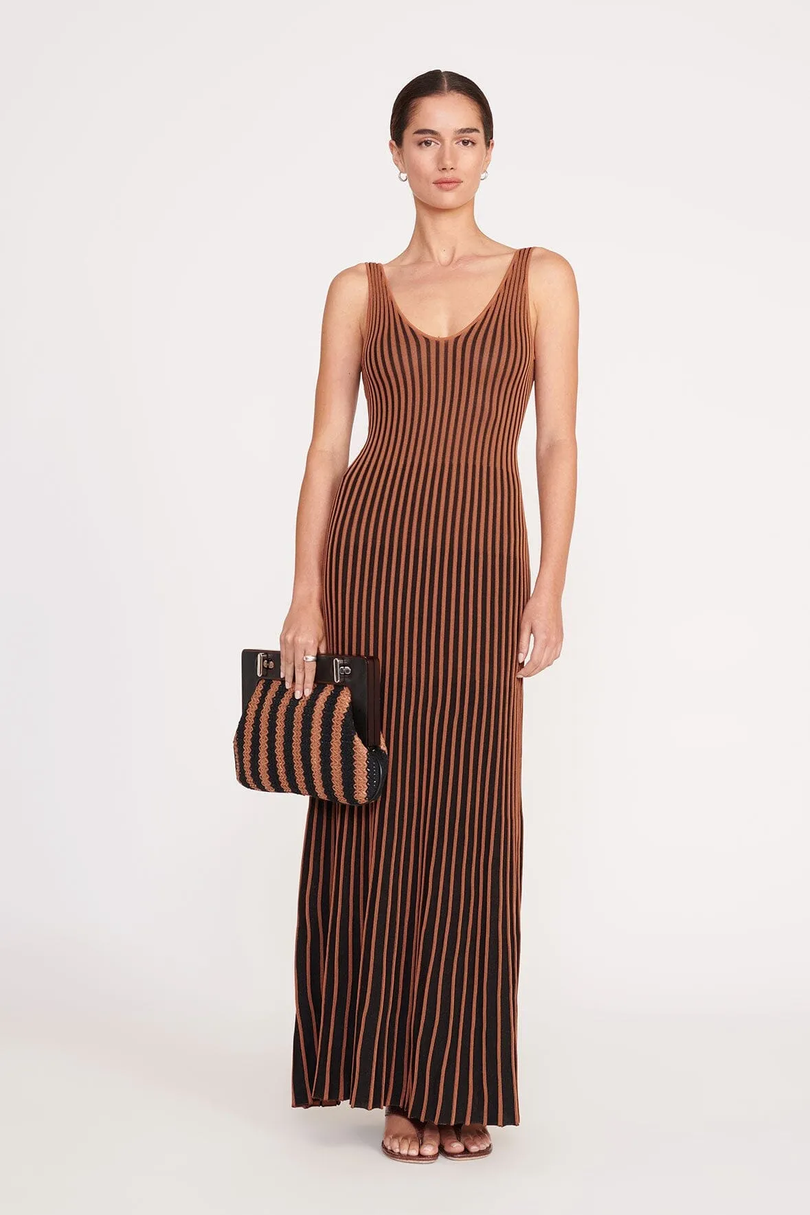 ALBA FRAME CLUTCH | BLACK TAN SEASHORE STRIPE