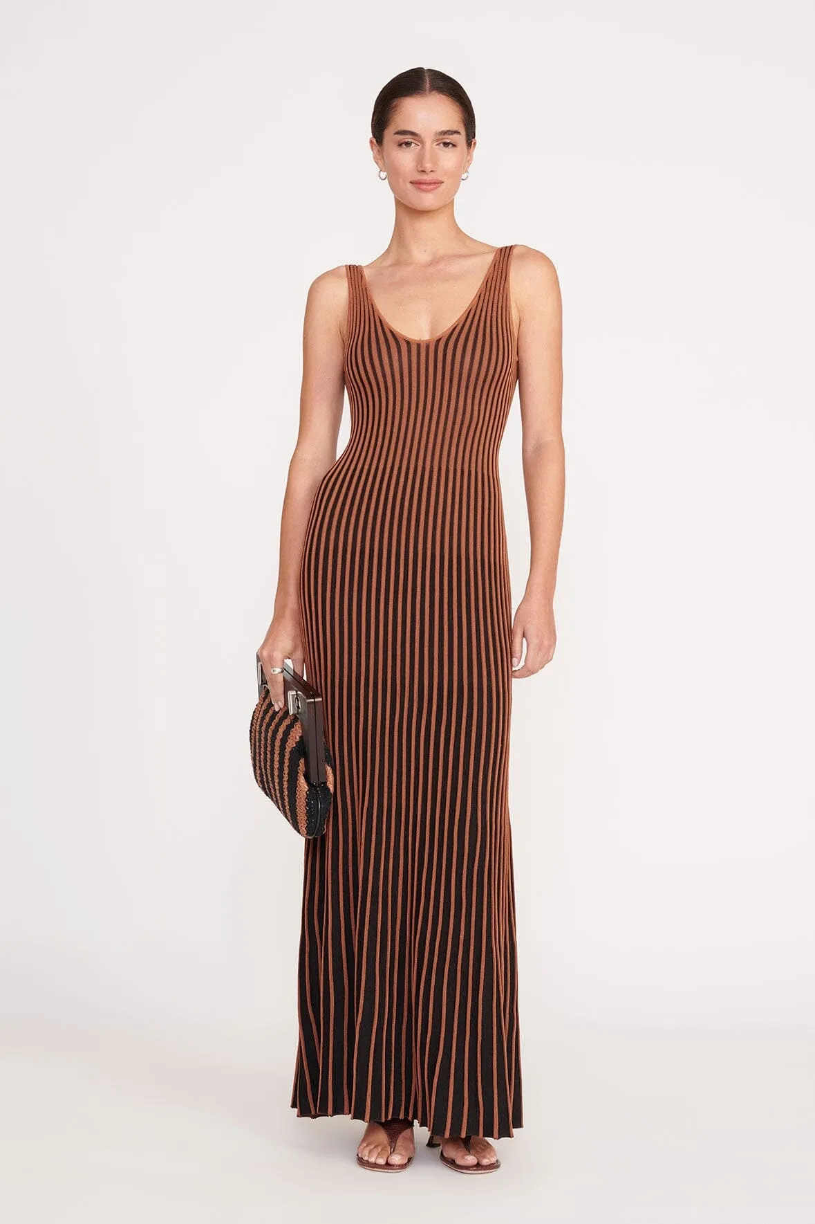 ALBA FRAME CLUTCH | BLACK TAN SEASHORE STRIPE