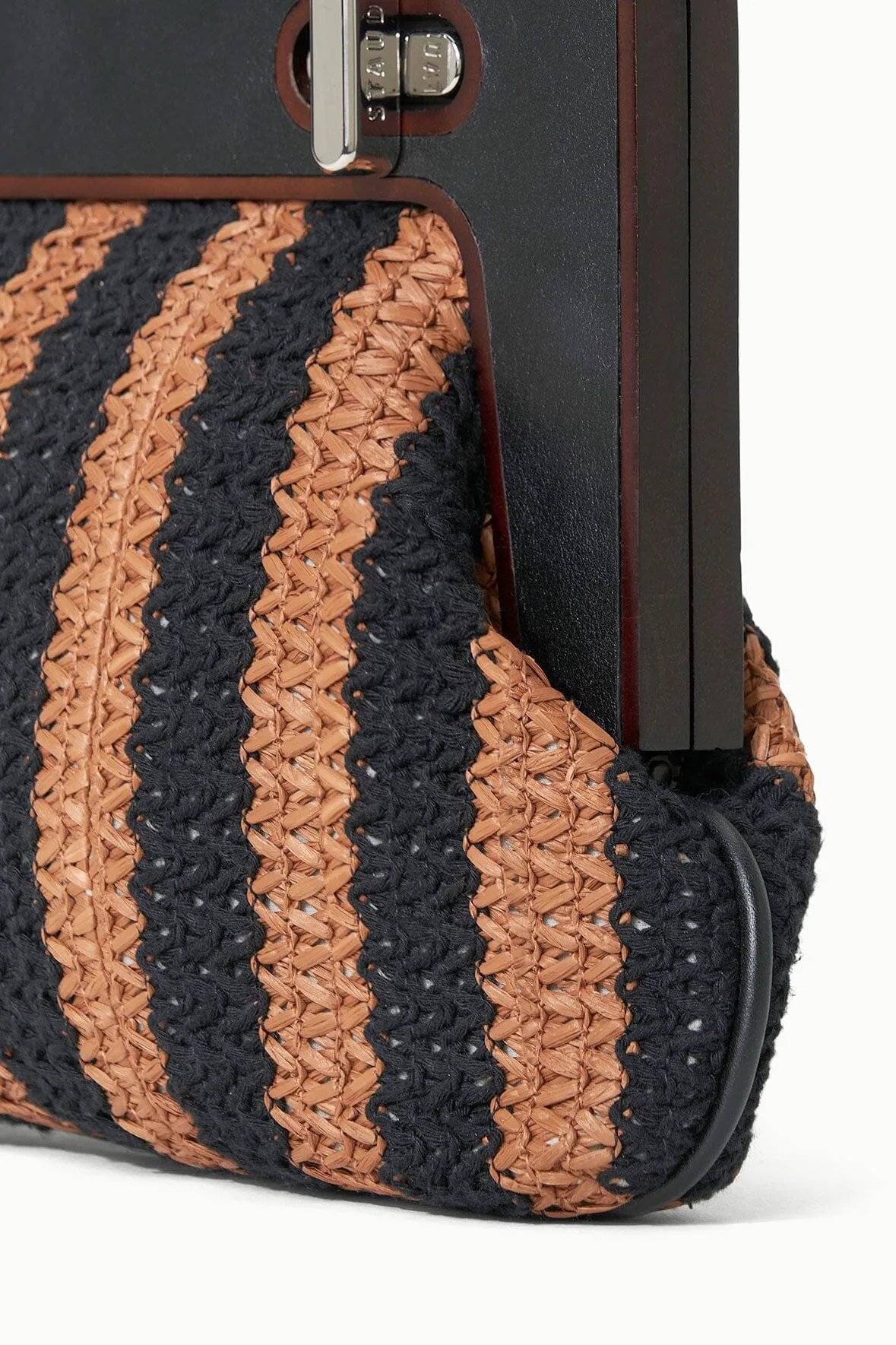 ALBA FRAME CLUTCH | BLACK TAN SEASHORE STRIPE