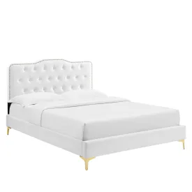 Amber Performance Velvet Queen Platform Bed By Modway - MOD-6775 - White