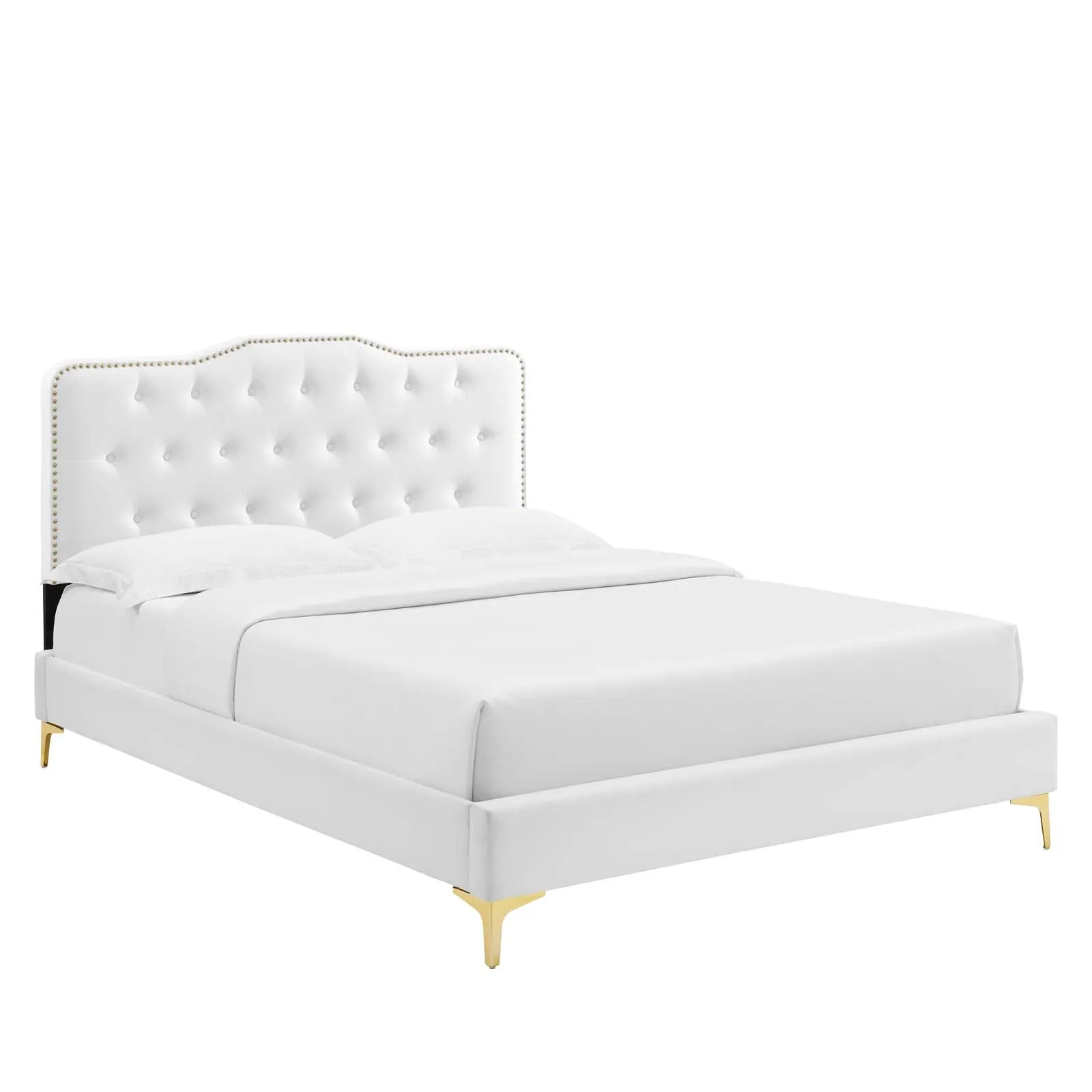 Amber Performance Velvet Queen Platform Bed By Modway - MOD-6775 - White