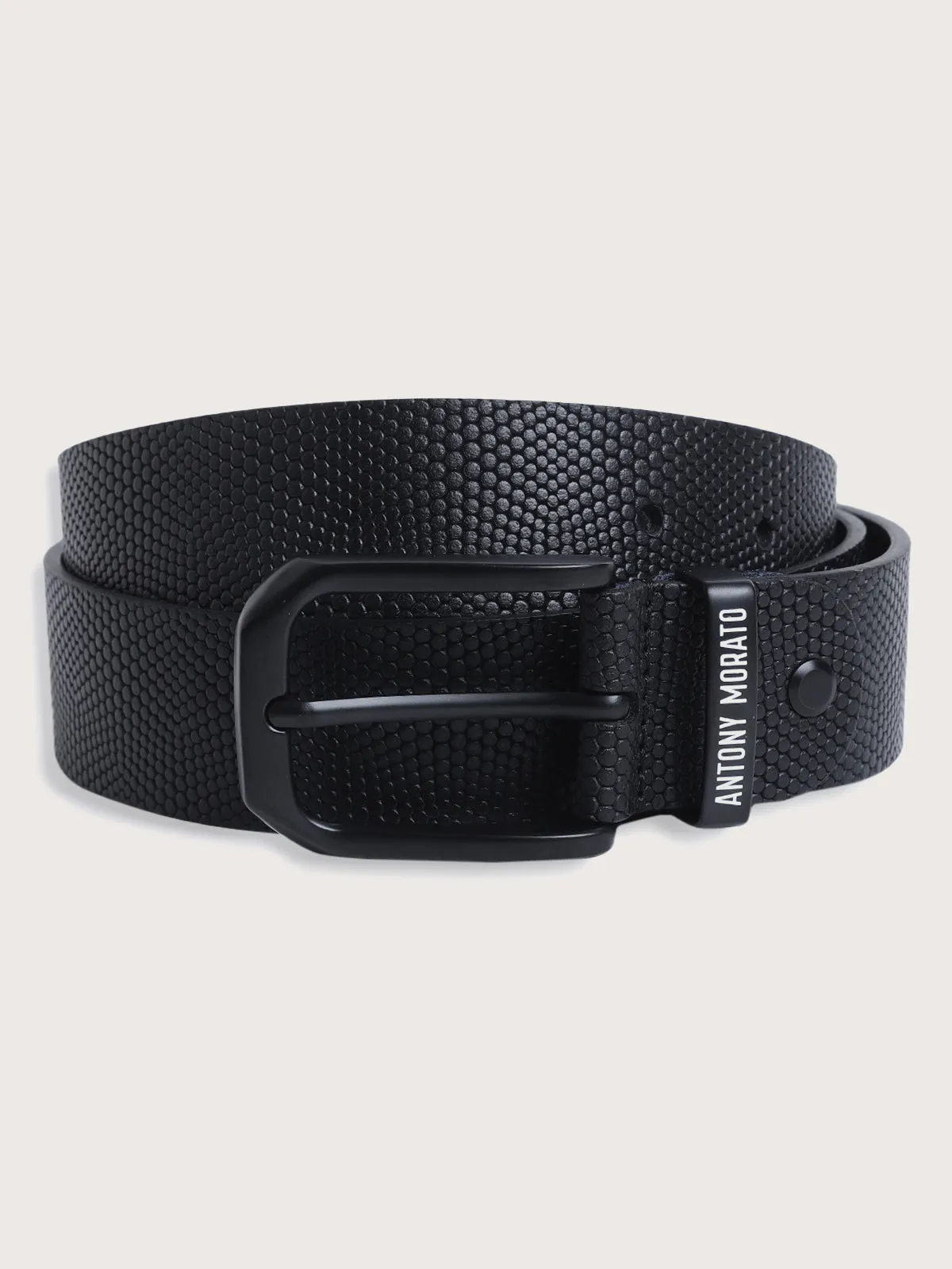Antony Morato Men Textured Tang Leather Belt