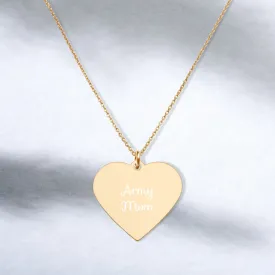 Army Mom Engraved Heart Necklace
