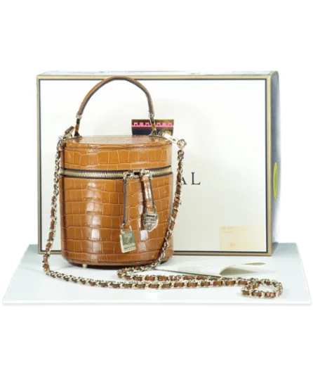 Aspinal Of London Brown Pandora Crocodile-embossed Leather Bag