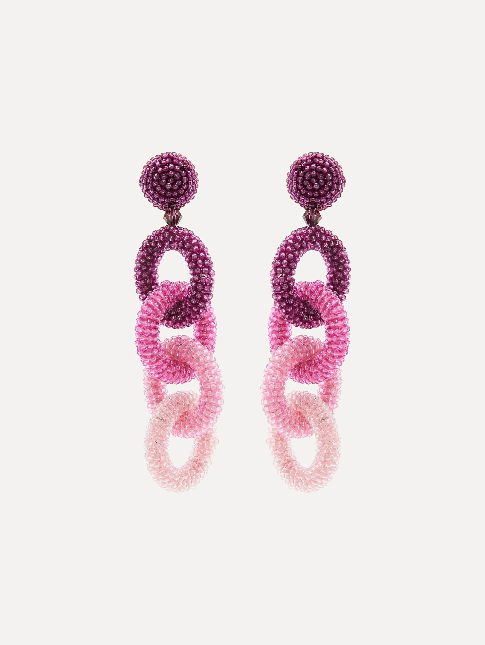 Beaded Chain-Link Clip-On Earrings