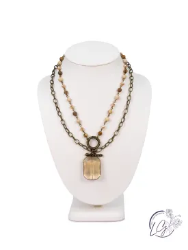 Beaded Necklace With Crystal Pendant