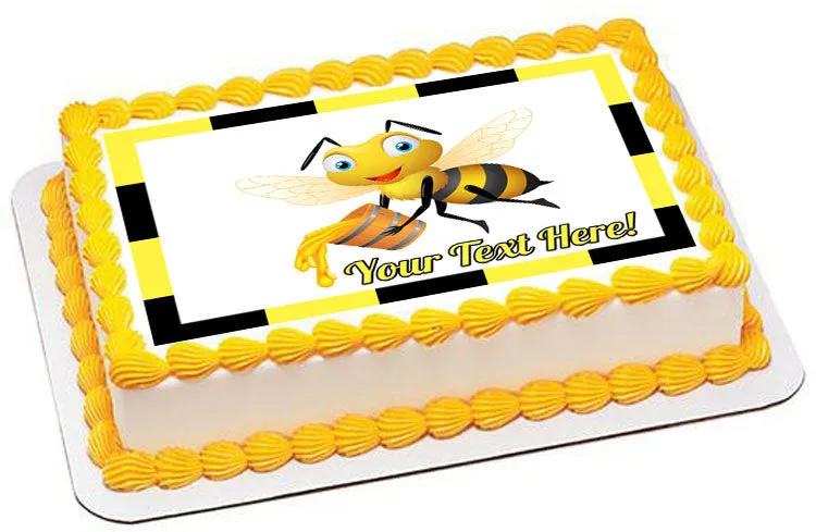 Bee Holding Honey Bucket - Edible Cake Topper, Cupcake Toppers, Strips