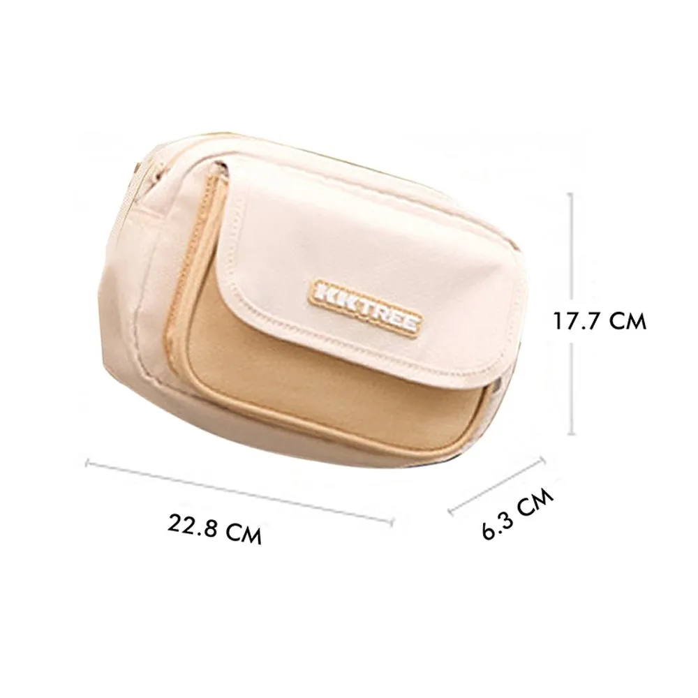 Beige Canvas Material Casual Sling Bag for Kids