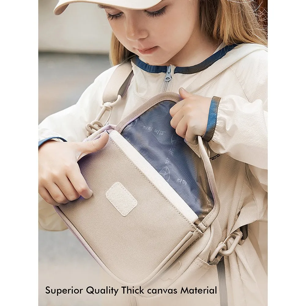 Beige Canvas Material Casual Sling Bag for Kids