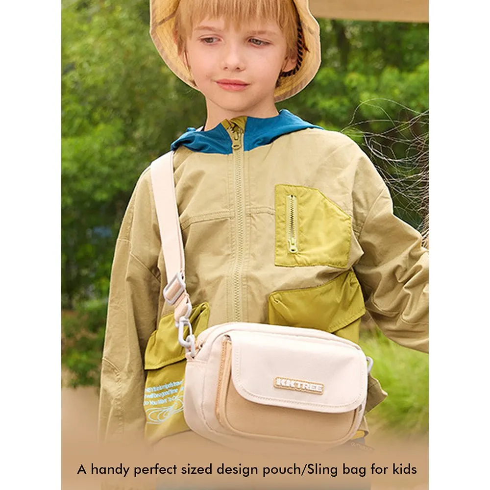 Beige Canvas Material Casual Sling Bag for Kids