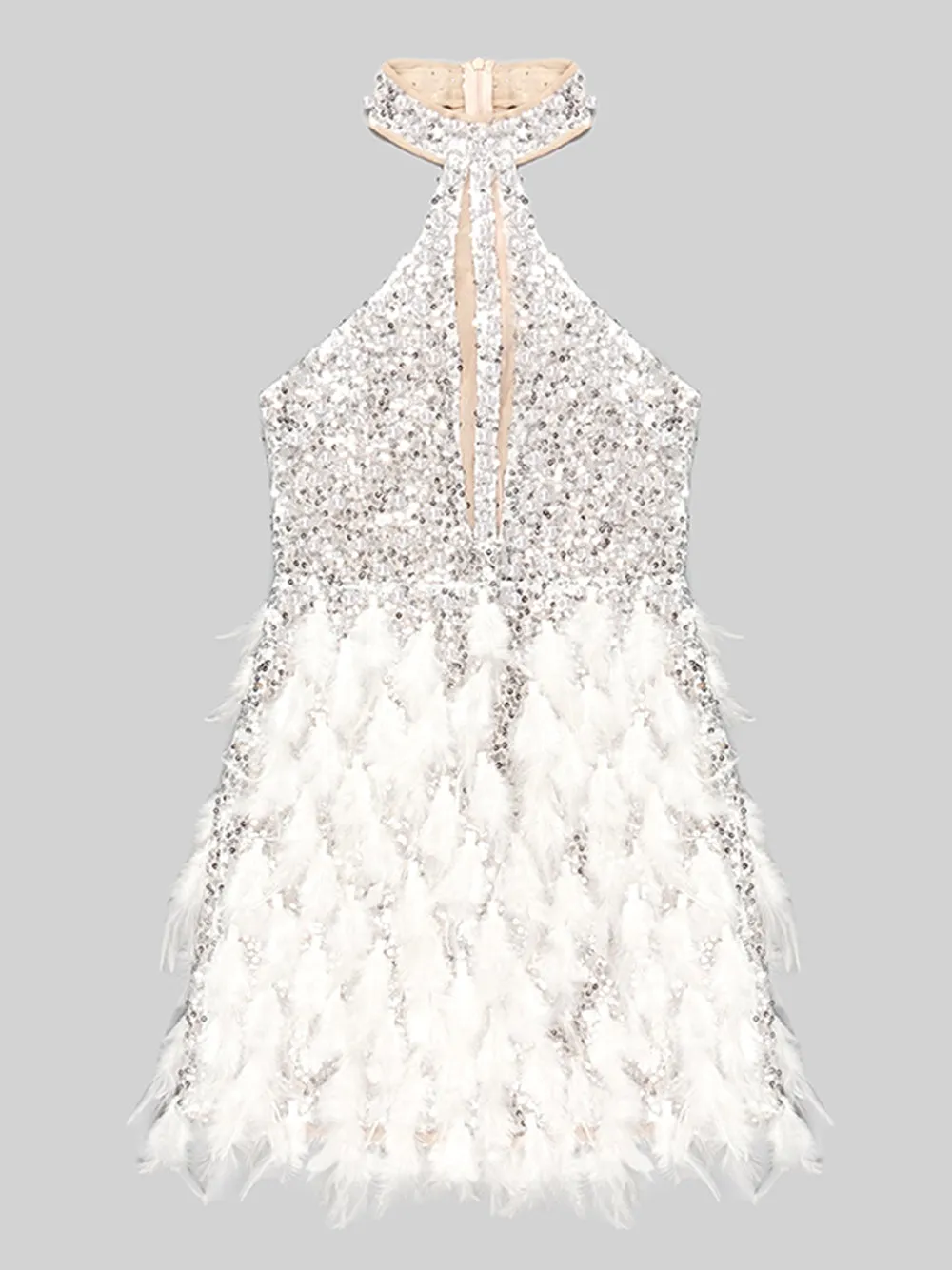 BETH Sequins & Feathers Mini Dress