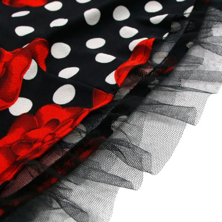 Black Halterneck Roses 50's Dress