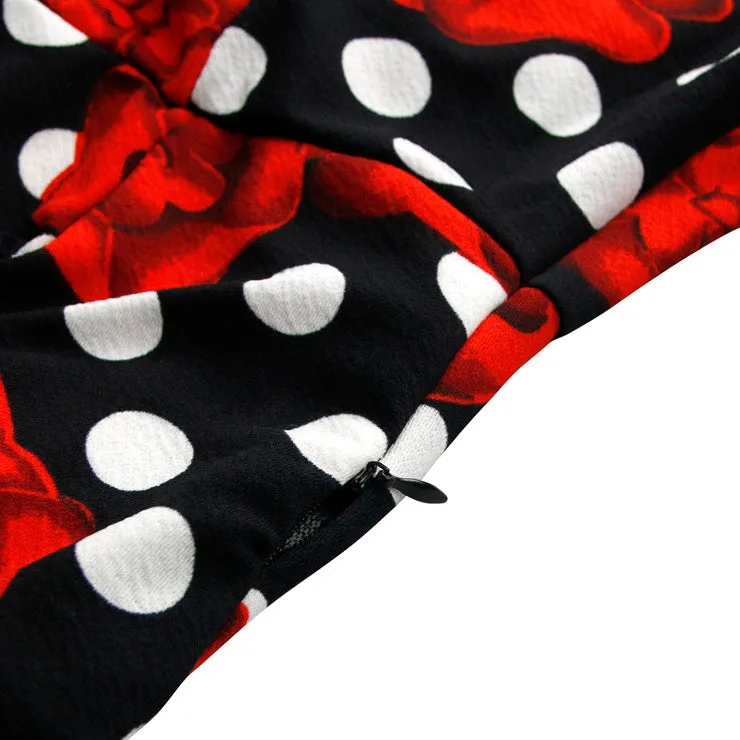 Black Halterneck Roses 50's Dress