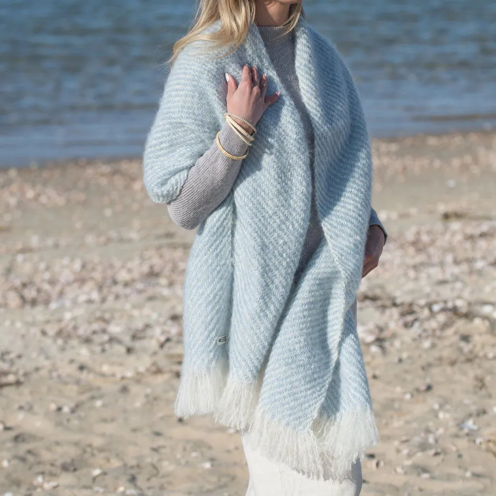Blue Handwoven Mohair Wrap