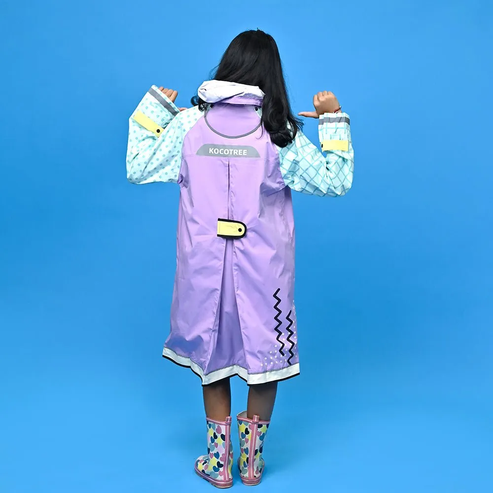 Bold geometric print Lilac & Light blue Raincoat for Kids