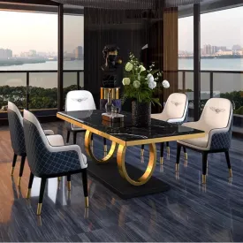 Bosco Luxury Dining Table in Leatherette Chairs