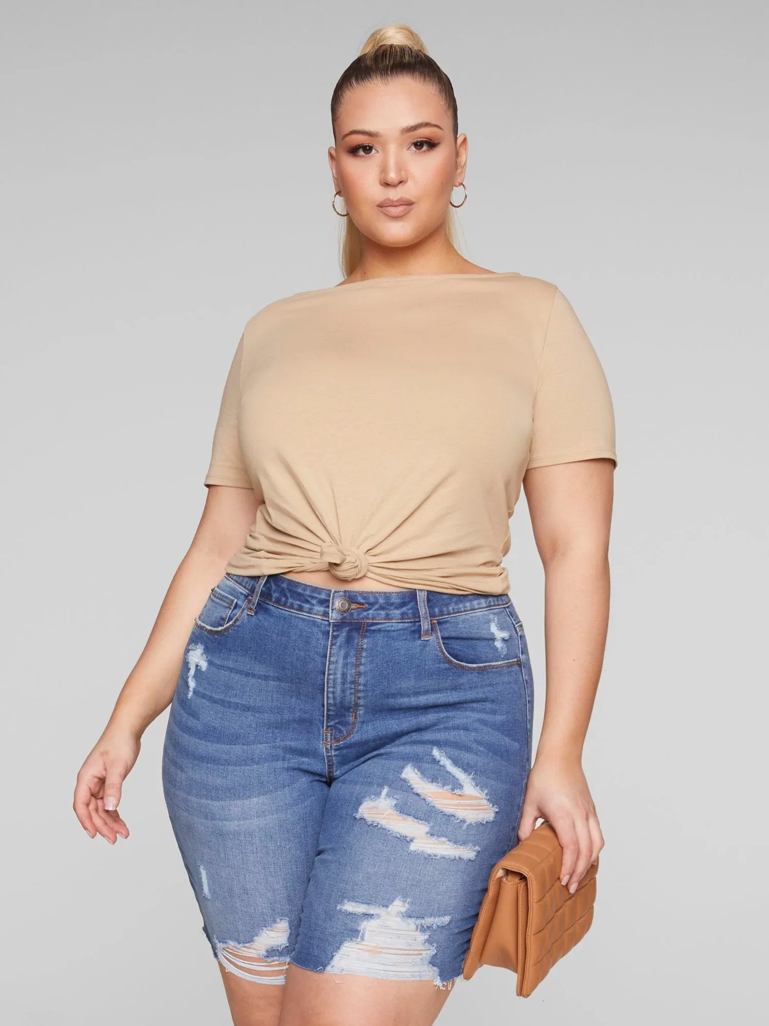 Brielle Bateau Neck Knit Tee