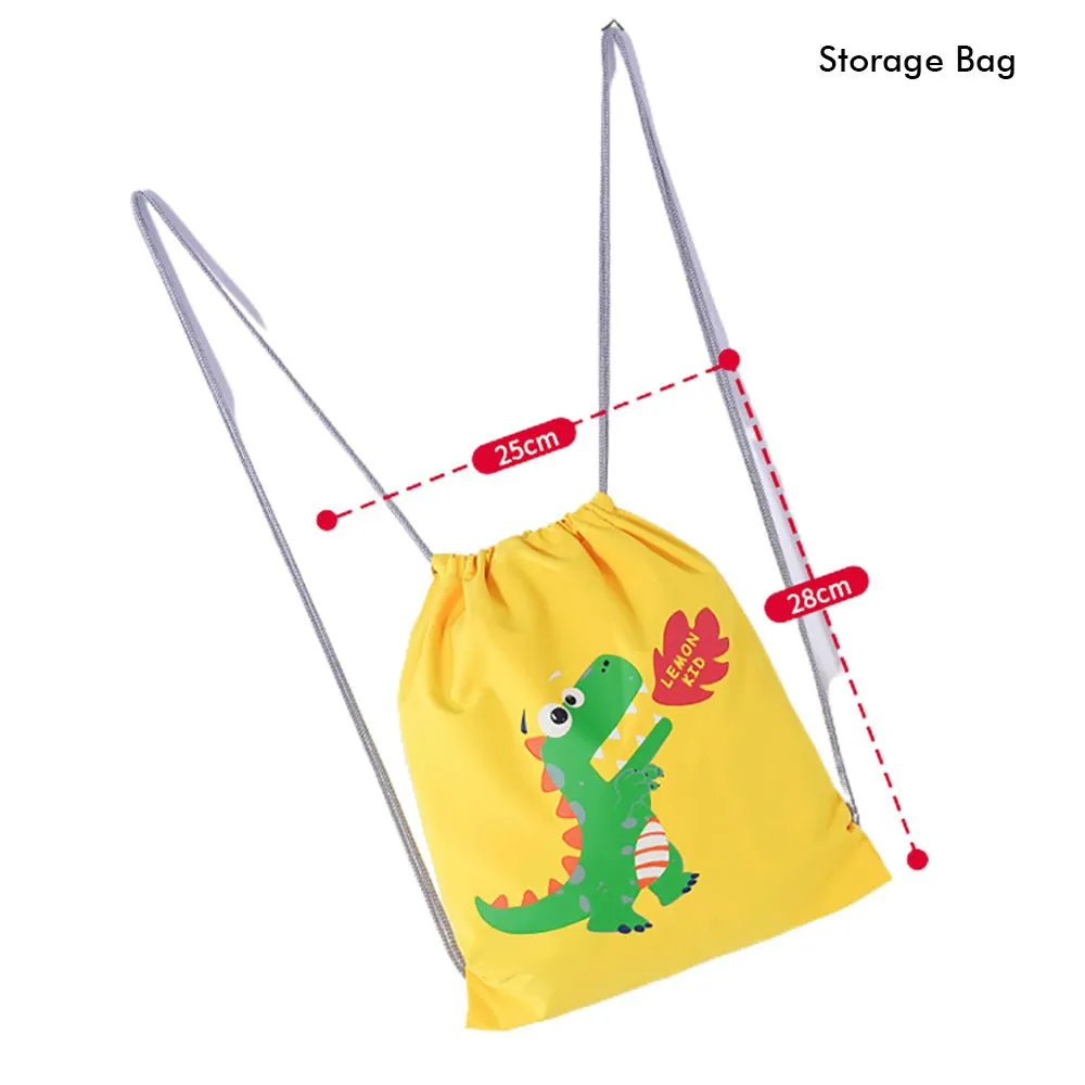 Bright Yellow 3d Dino Theme Raincoat for Kids