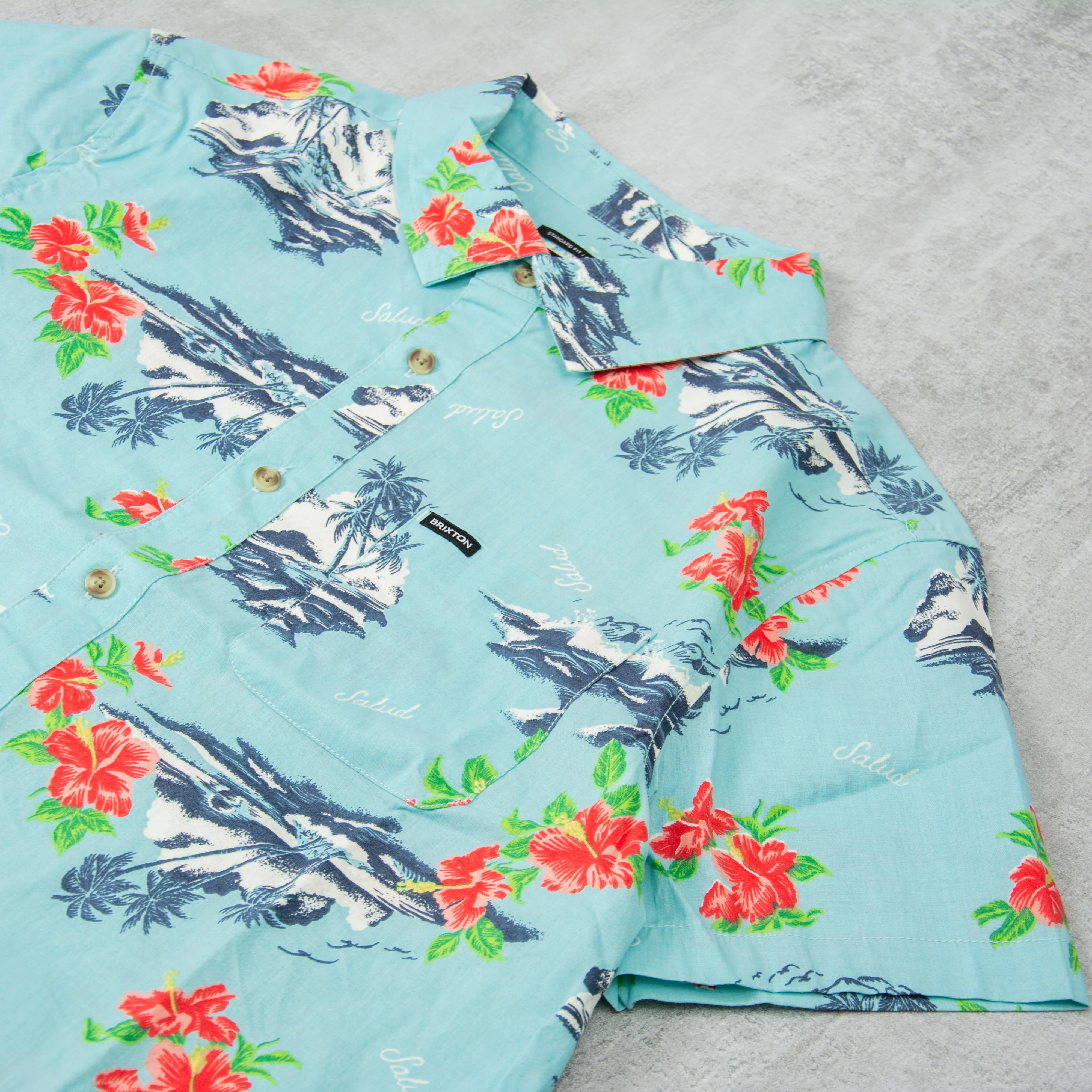 Brixton Charter Print Woven Shirt - Canal Blue / Paradise