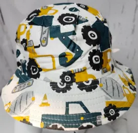 Bucket/Sun Hat With Chin Strap Wide Brim Children's 2-7yr&nbsp; White Heavy Equipment scbhwhe