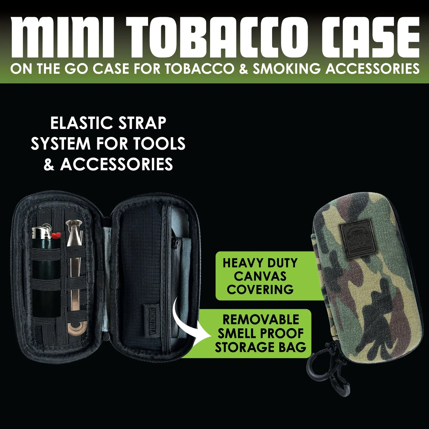 Canvas Tobacco Mini Case with Zipper - 6 Pieces Per Retail Ready Display 23293