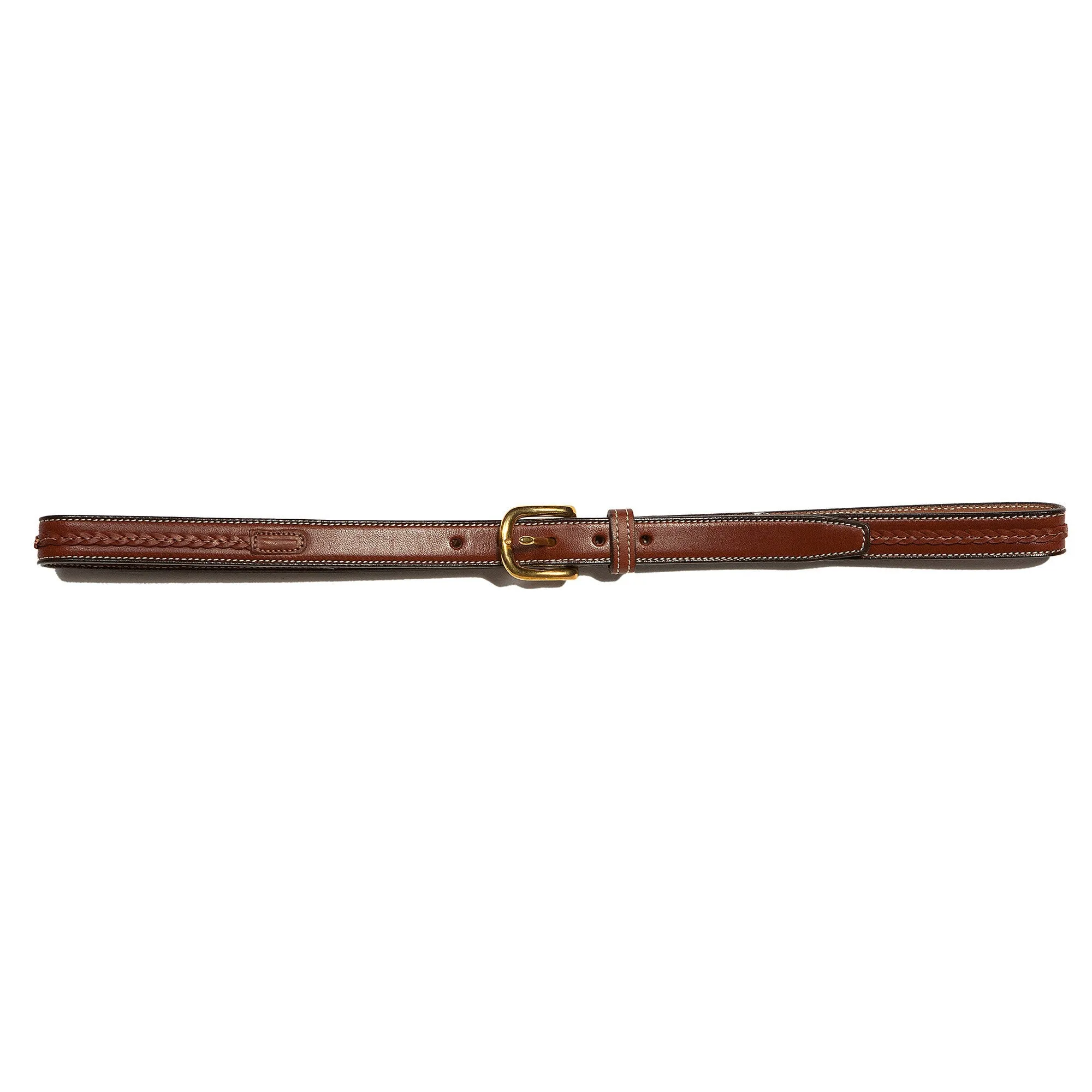 CENTER BRAID BELT - COGNAC
