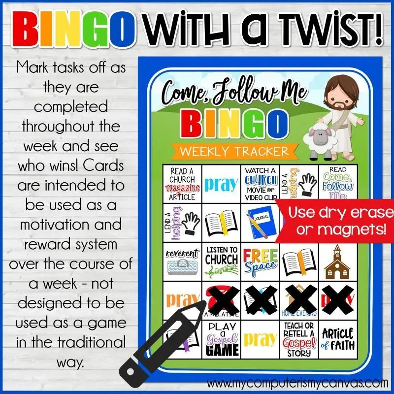 Come Follow Me {FAMILY} BINGO TASK TRACKER Printables