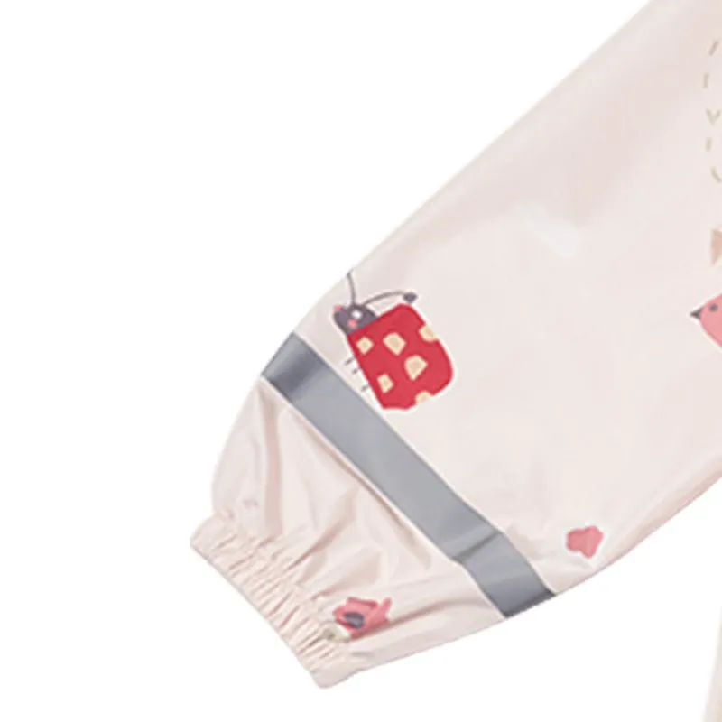 Cream Woodland Butterfly Theme Kids Raincoat, Jacket Style