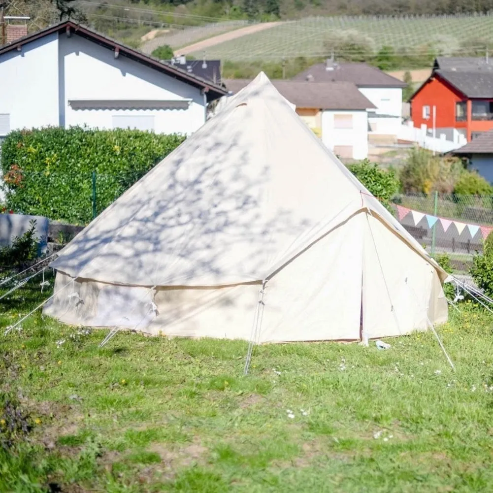 Dream House Outdoor Waterproof Cotton Canvas Family Camping Bell Tent Four Seasons Glamping Tent