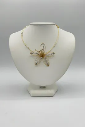 Elen Henderson Flower Wire Necklace with Crystals