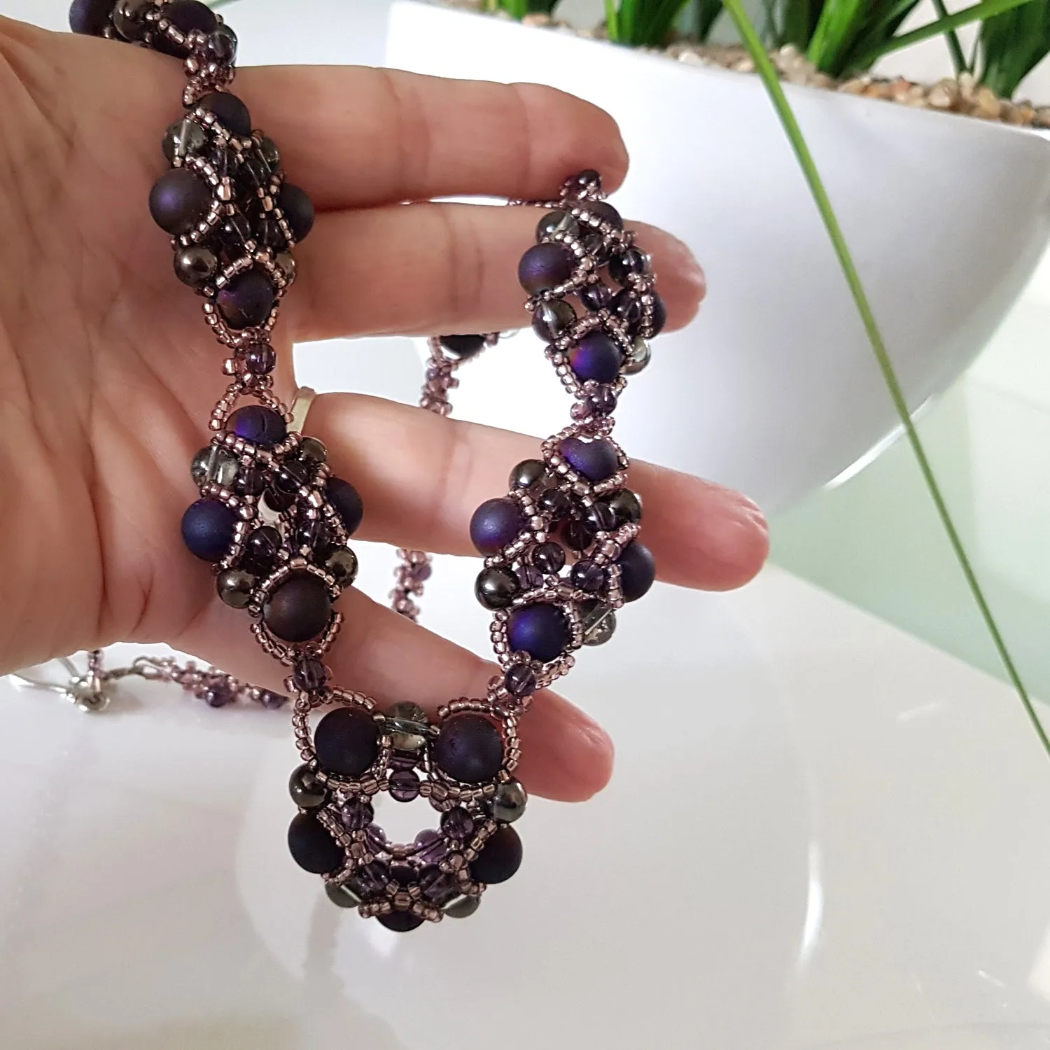 Evening Wonder - Purple Agate Gemstone Beaded Necklace | KJ-330N Handmade Necklace