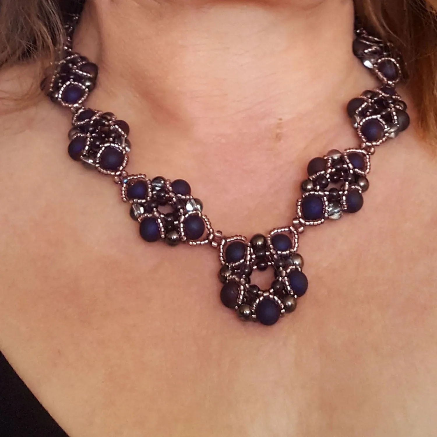 Evening Wonder - Purple Agate Gemstone Beaded Necklace | KJ-330N Handmade Necklace