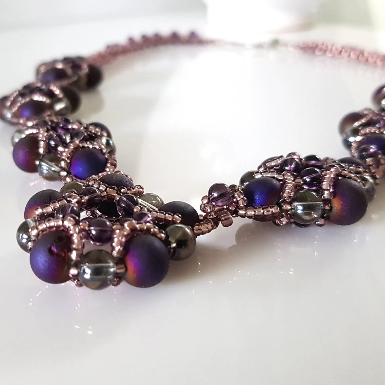 Evening Wonder - Purple Agate Gemstone Beaded Necklace | KJ-330N Handmade Necklace