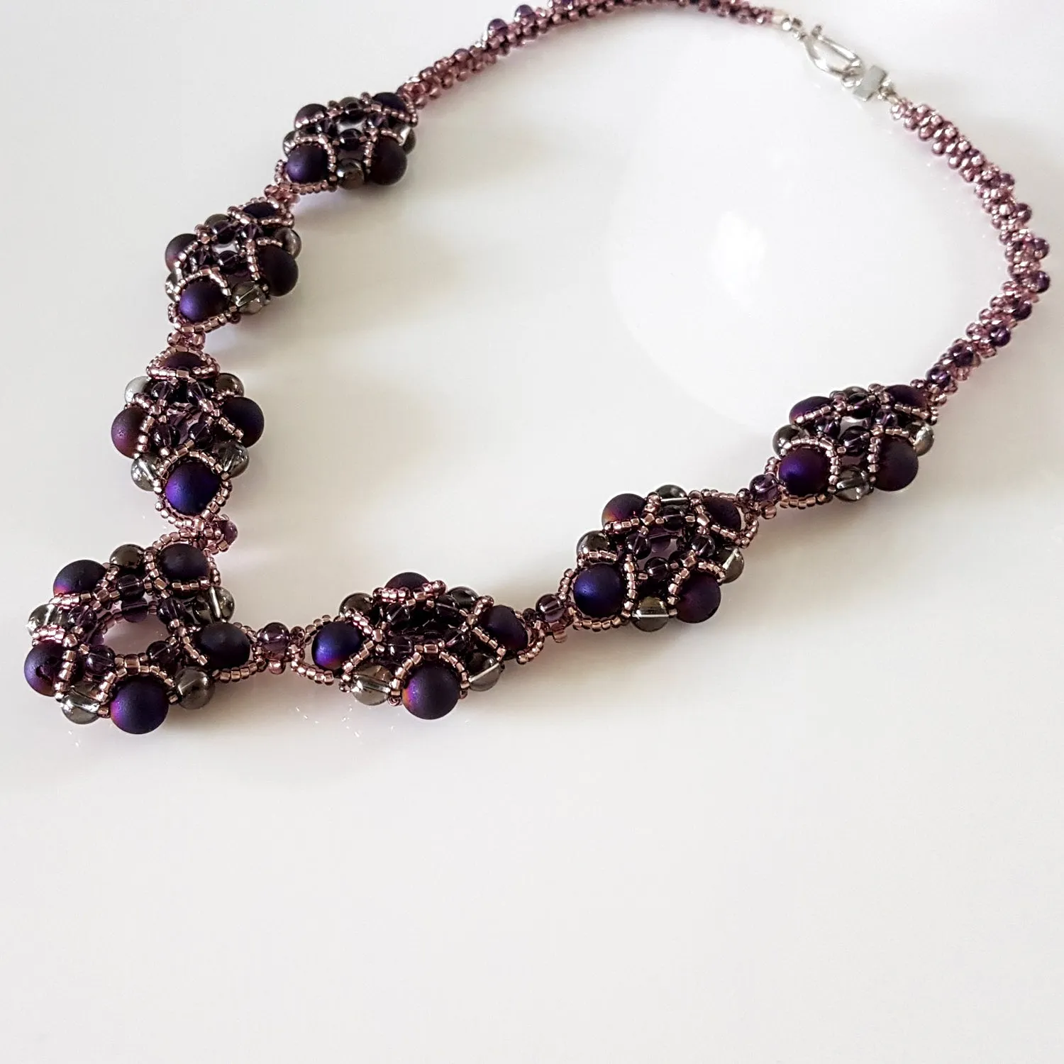 Evening Wonder - Purple Agate Gemstone Beaded Necklace | KJ-330N Handmade Necklace